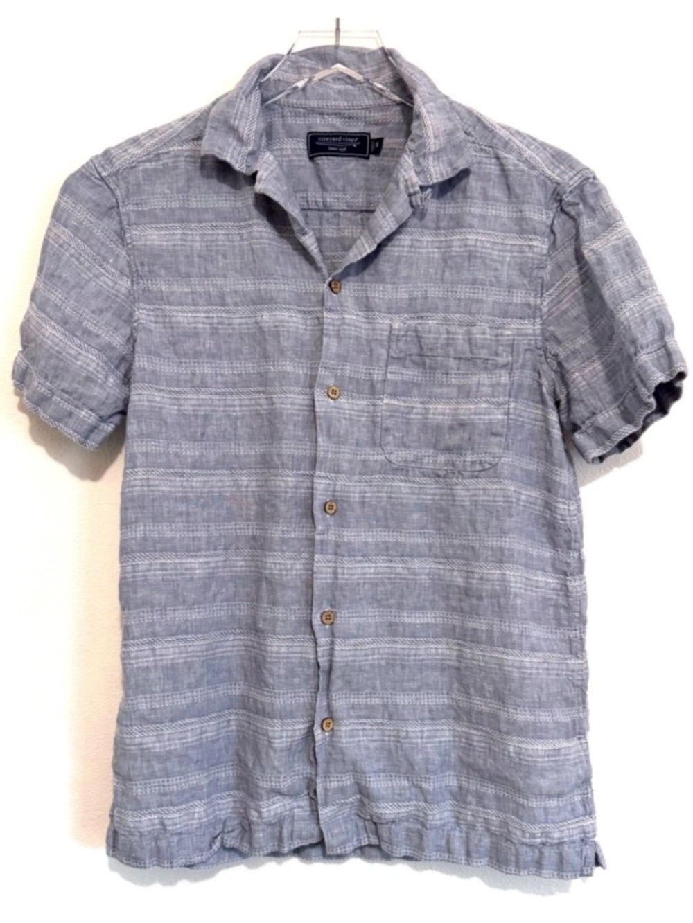 Vineyard Vines Light Blue Linen Short Sleeve Casual Button Up